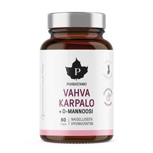 Přírodní doplňky stravy - Puhdistamo Strong Cranberry + D-mannose 60 kapslí (Extrakt z brusinek s D-manózou))